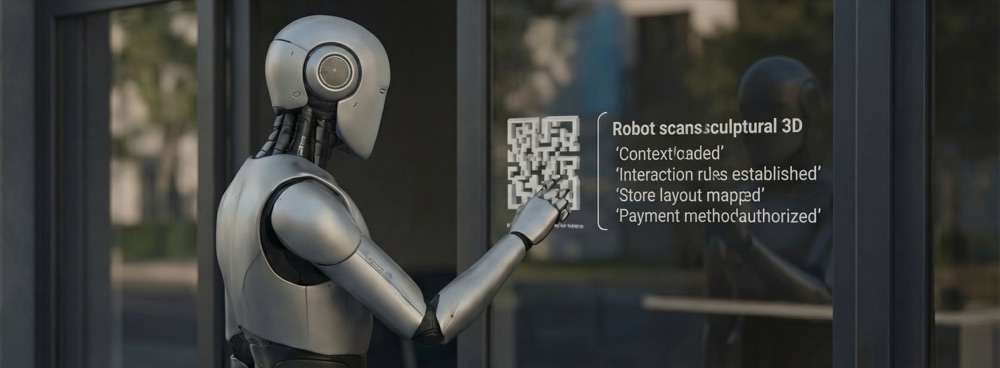 Robot scanning QR code